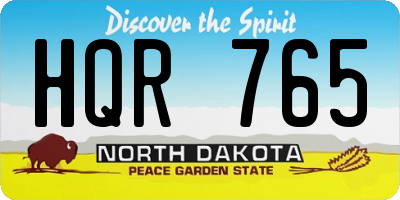 ND license plate HQR765
