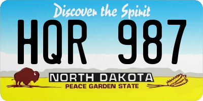 ND license plate HQR987