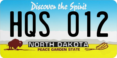 ND license plate HQS012