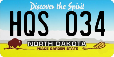 ND license plate HQS034