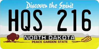 ND license plate HQS216