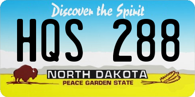 ND license plate HQS288