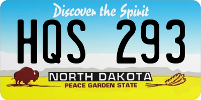 ND license plate HQS293