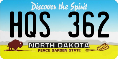 ND license plate HQS362