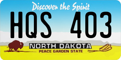 ND license plate HQS403