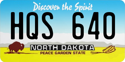 ND license plate HQS640