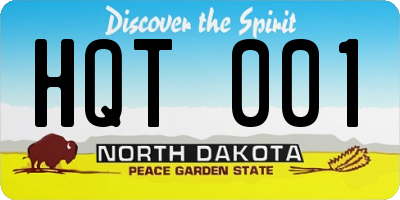 ND license plate HQT001