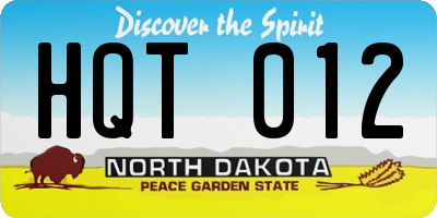 ND license plate HQT012