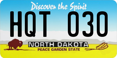 ND license plate HQT030