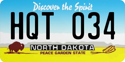 ND license plate HQT034
