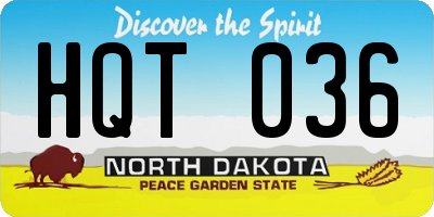 ND license plate HQT036
