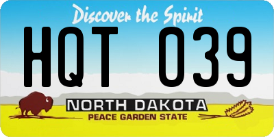 ND license plate HQT039