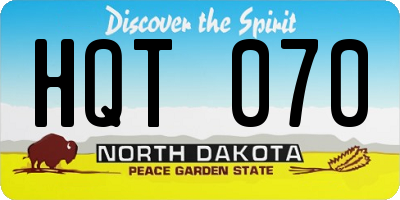ND license plate HQT070