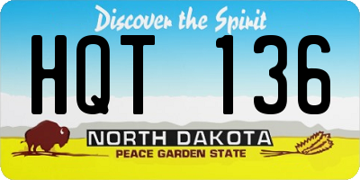 ND license plate HQT136