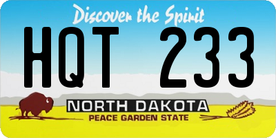 ND license plate HQT233