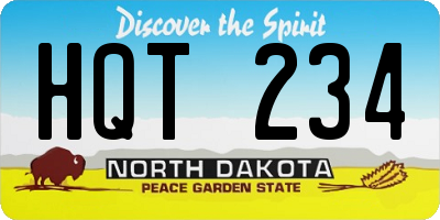 ND license plate HQT234