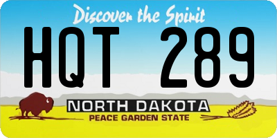 ND license plate HQT289