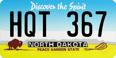 ND license plate HQT367