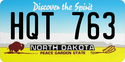 ND license plate HQT763