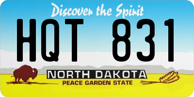 ND license plate HQT831
