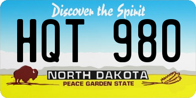 ND license plate HQT980
