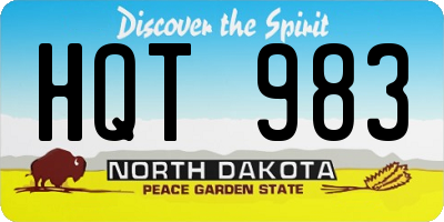 ND license plate HQT983