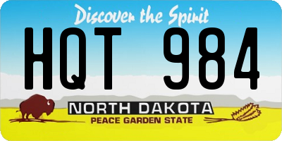 ND license plate HQT984