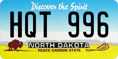 ND license plate HQT996