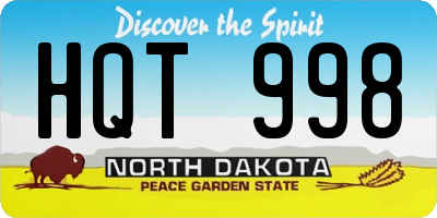 ND license plate HQT998