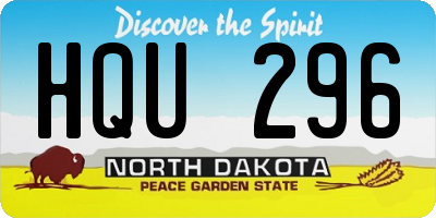 ND license plate HQU296