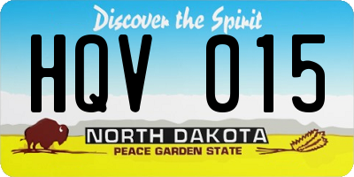 ND license plate HQV015