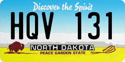ND license plate HQV131