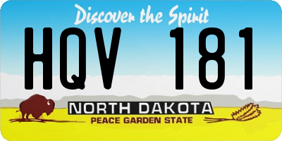 ND license plate HQV181
