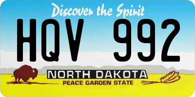 ND license plate HQV992