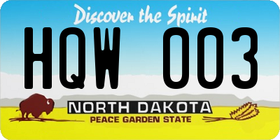 ND license plate HQW003