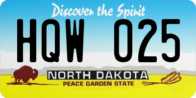 ND license plate HQW025