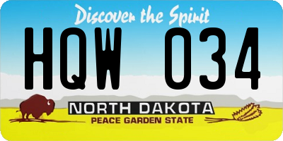 ND license plate HQW034