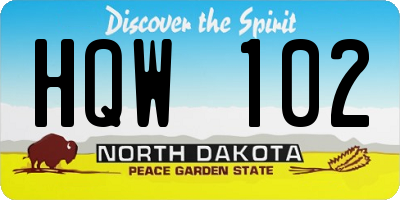 ND license plate HQW102