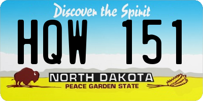 ND license plate HQW151