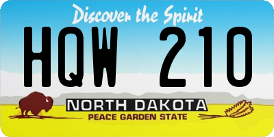 ND license plate HQW210