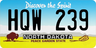 ND license plate HQW239