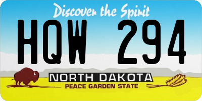 ND license plate HQW294