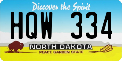 ND license plate HQW334