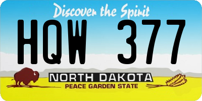 ND license plate HQW377