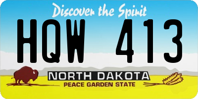 ND license plate HQW413