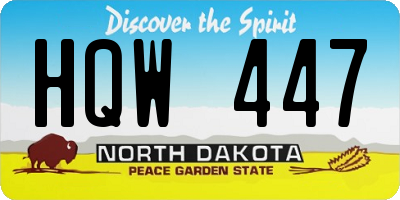 ND license plate HQW447
