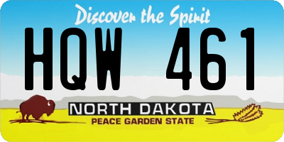 ND license plate HQW461