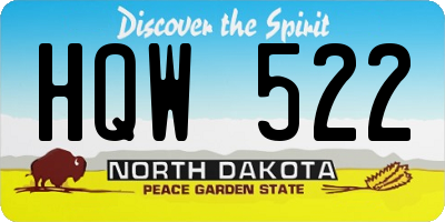 ND license plate HQW522
