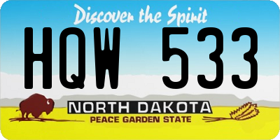 ND license plate HQW533