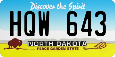 ND license plate HQW643